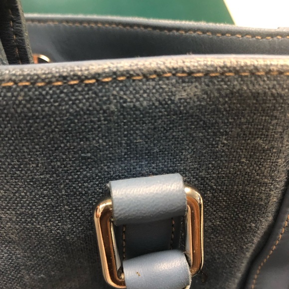 Vintage Coach Canvas Blue Tote Blue Leather Trim - Picture 8 of 8